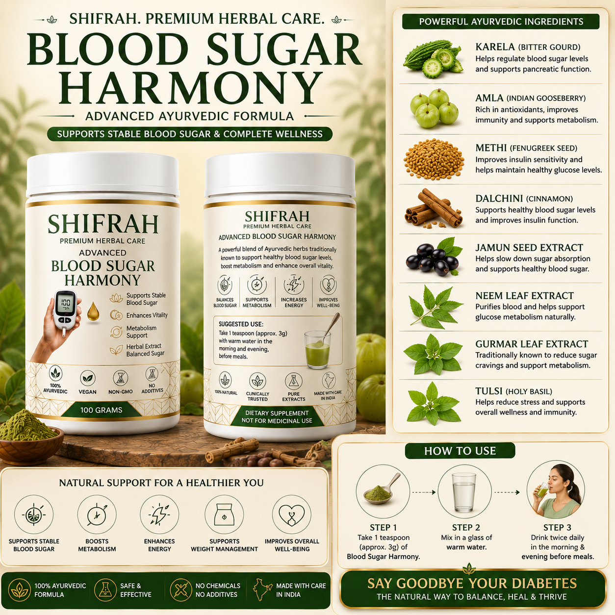 SHIFRAH DIABETES BLOOD SUGAR POWDER 60DAYS CHALLENGE