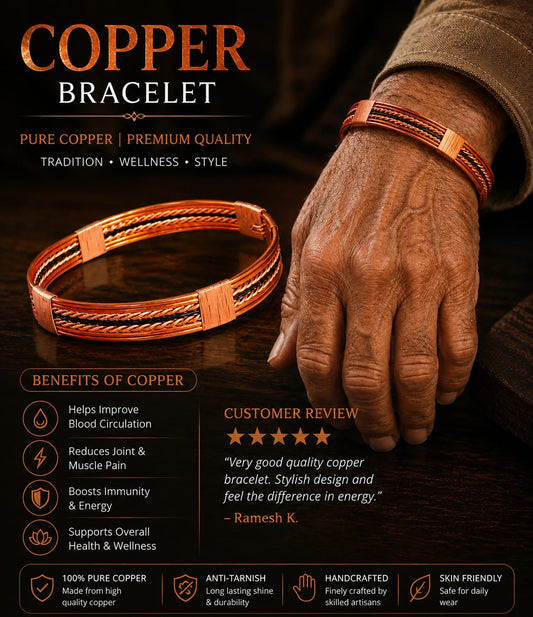 Pure Copper Healing Band/Kada For Body, Mind And Emotional Health