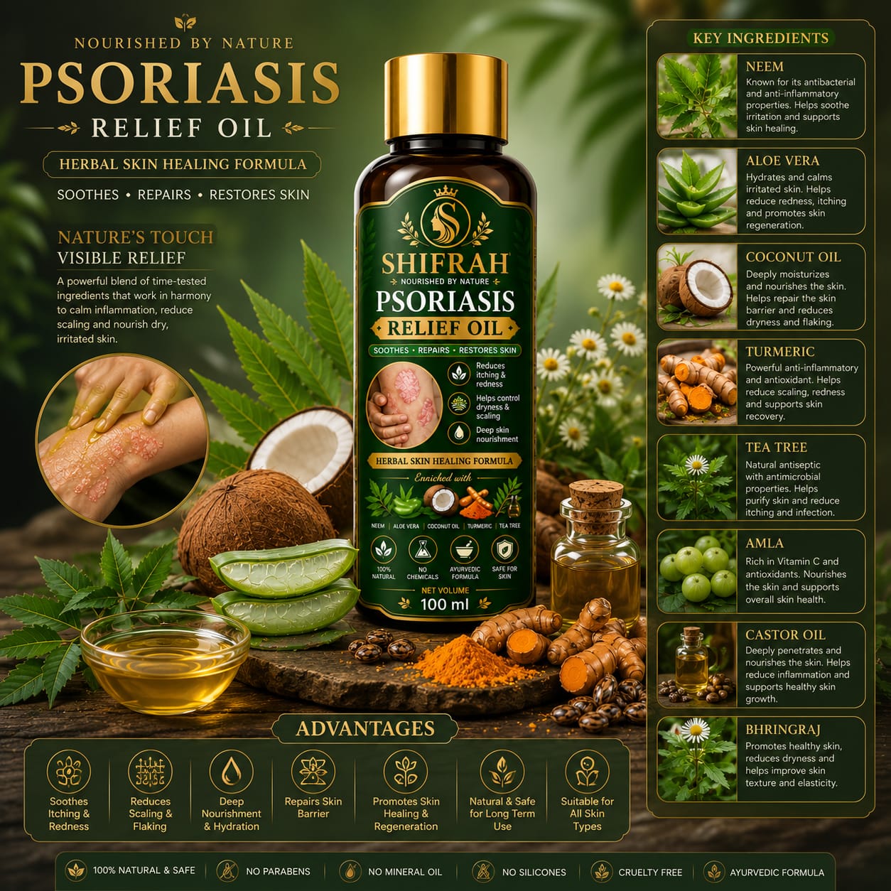 Shifrah Herbal Psoriasis Oil-Advanced Psoriasis Clearing Oil With Powder