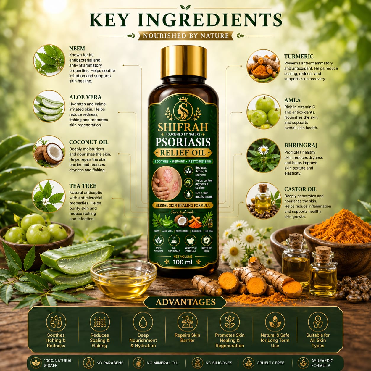 Shifrah Herbal Psoriasis Oil-Advanced Psoriasis Clearing Oil With Powder