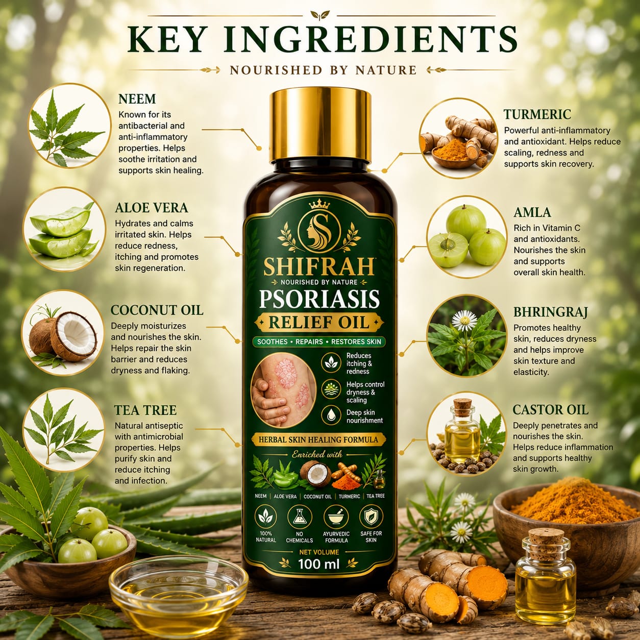 Shifrah Herbal Psoriasis Oil-Advanced Psoriasis Clearing Oil With Powder