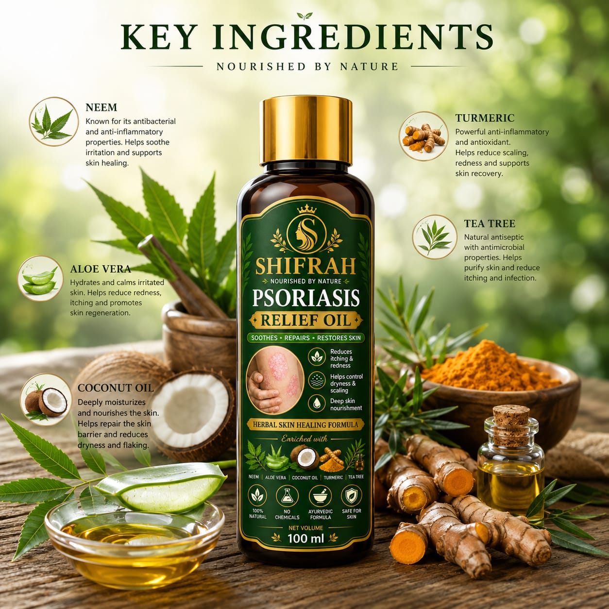 Shifrah Herbal Psoriasis Oil-Advanced Psoriasis Clearing Oil With Powder